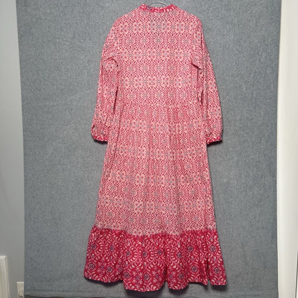 Zara pink floral print cotton tiered midi shirt dress Size XS Size 2 - Picture 2 of 8